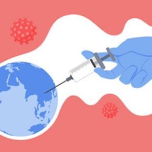 Vaccines- a vaccine needle injecting the earth. 